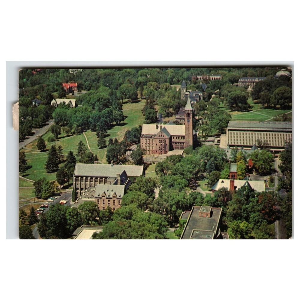 Cornell University Ithaca NY Vintage Postcard Aerial View 1970s Plastichrome